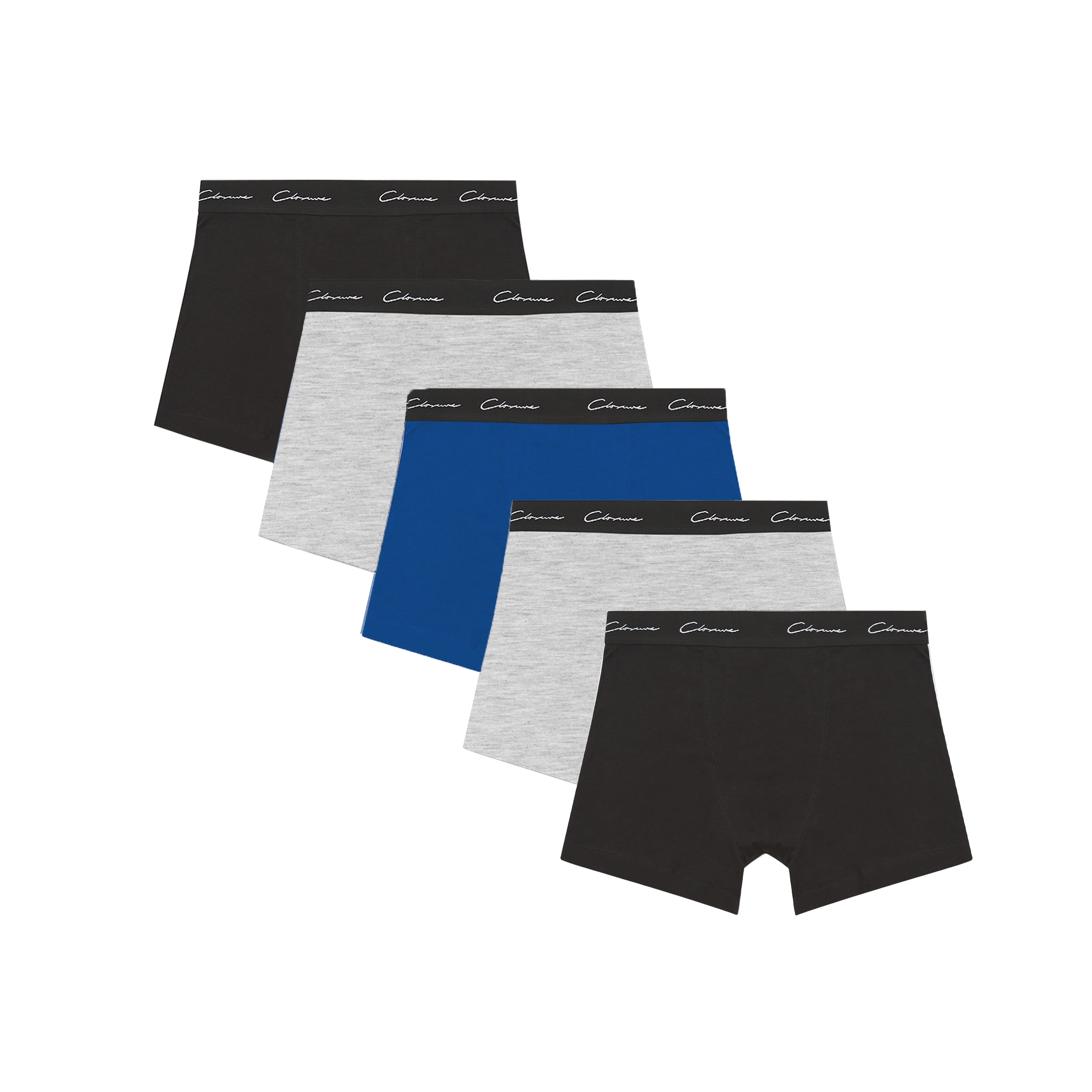 5-Pack Classic Signature Boxers | Black Grey Marl Blue