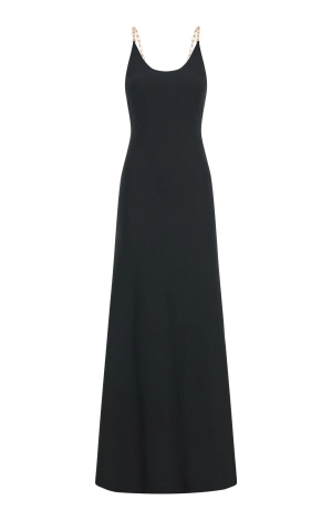 Adeona Chain Maxi Dress in Black Silk