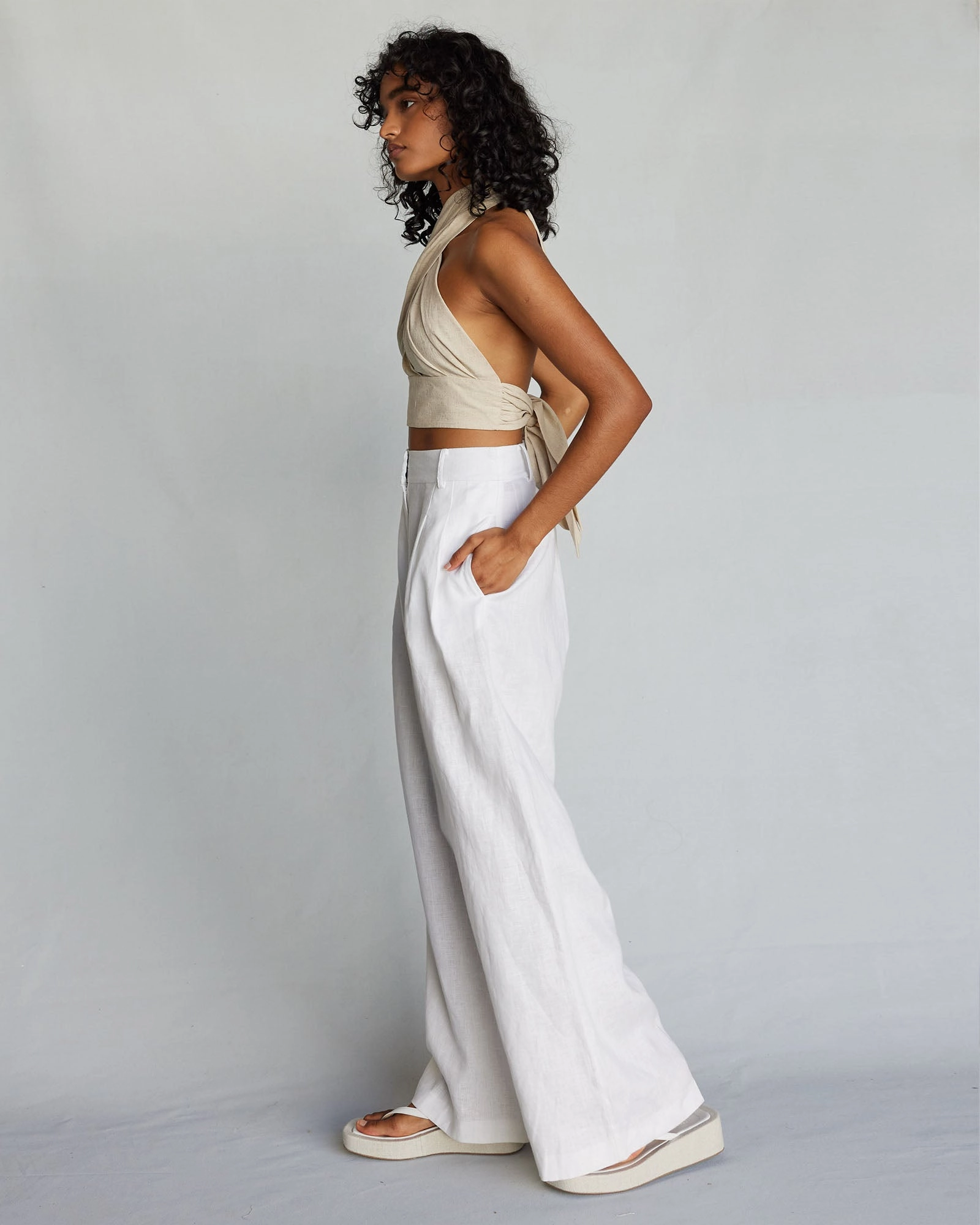 Amrita Linen Halter Top - Natural