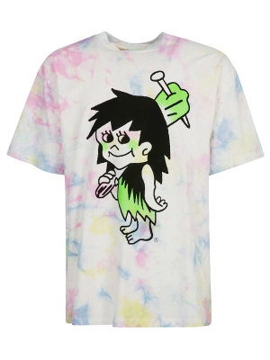 Aries Caveman Graphic Printed Tie Dye T-Shirt