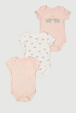 Baby Girls 0-9M Hello Big World Graphic Bodysuits 3 Pack