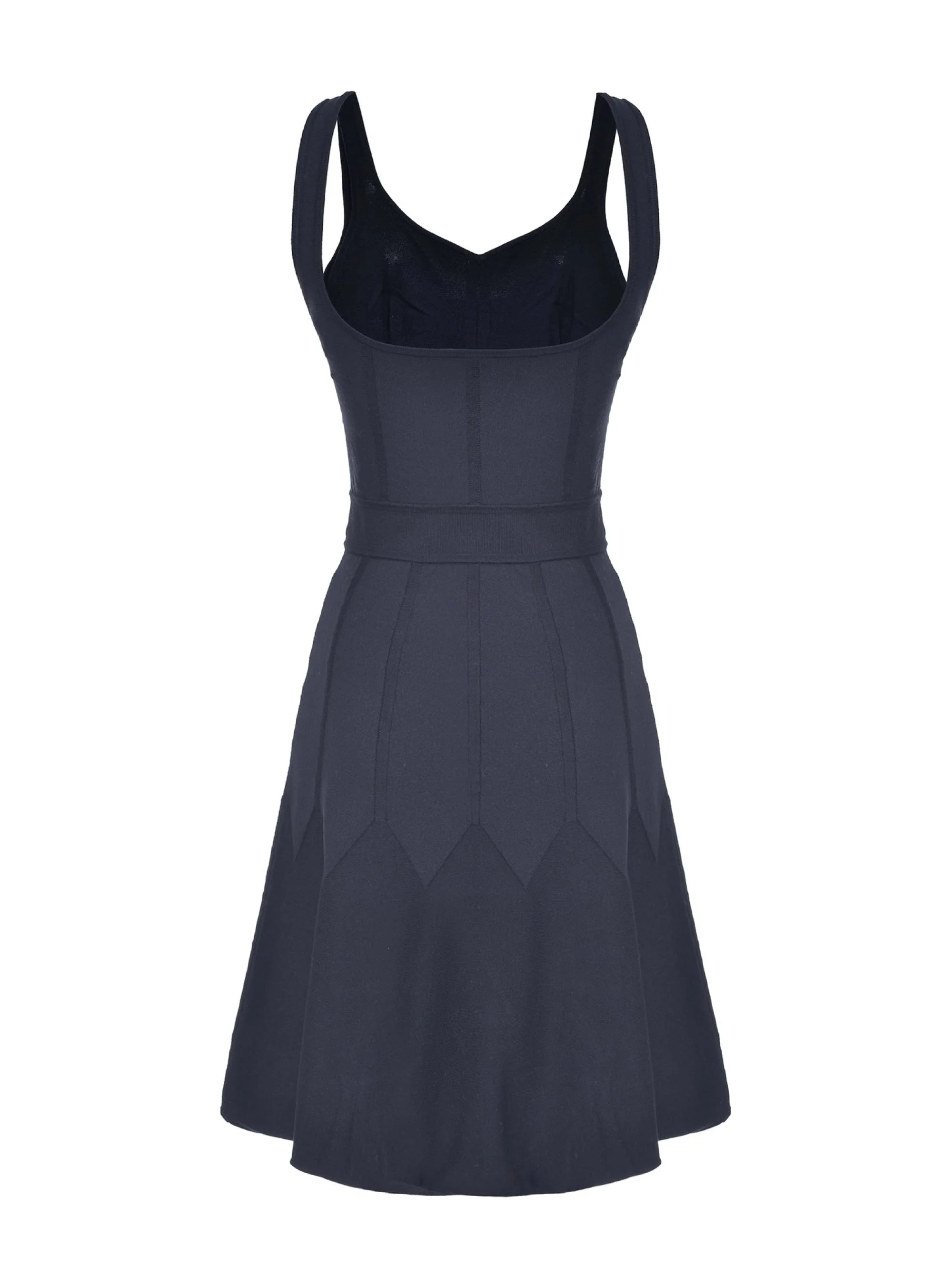 Black Fit and Flare Knit Dress