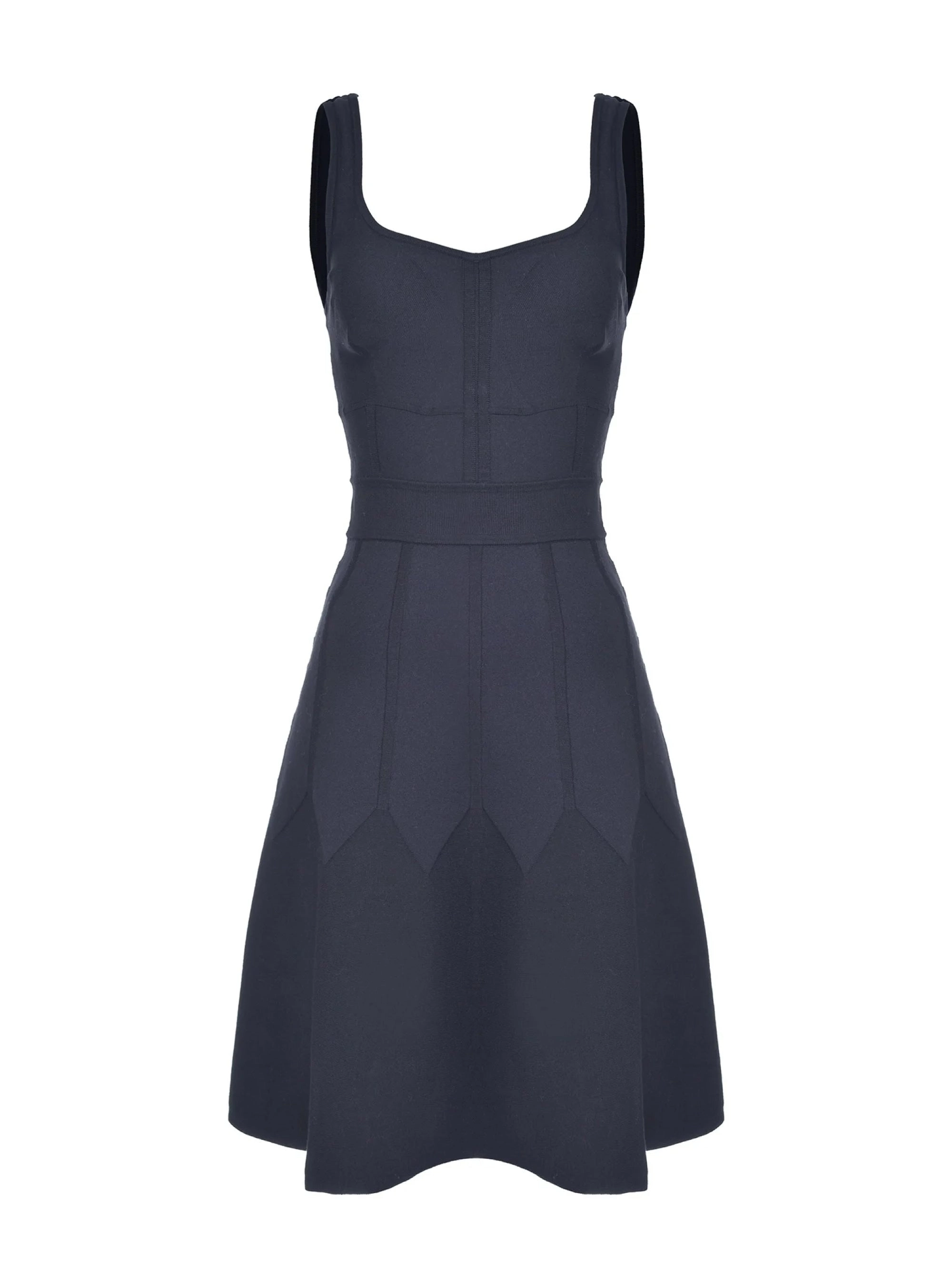 Black Fit and Flare Knit Dress