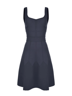 Black Fit and Flare Knit Dress