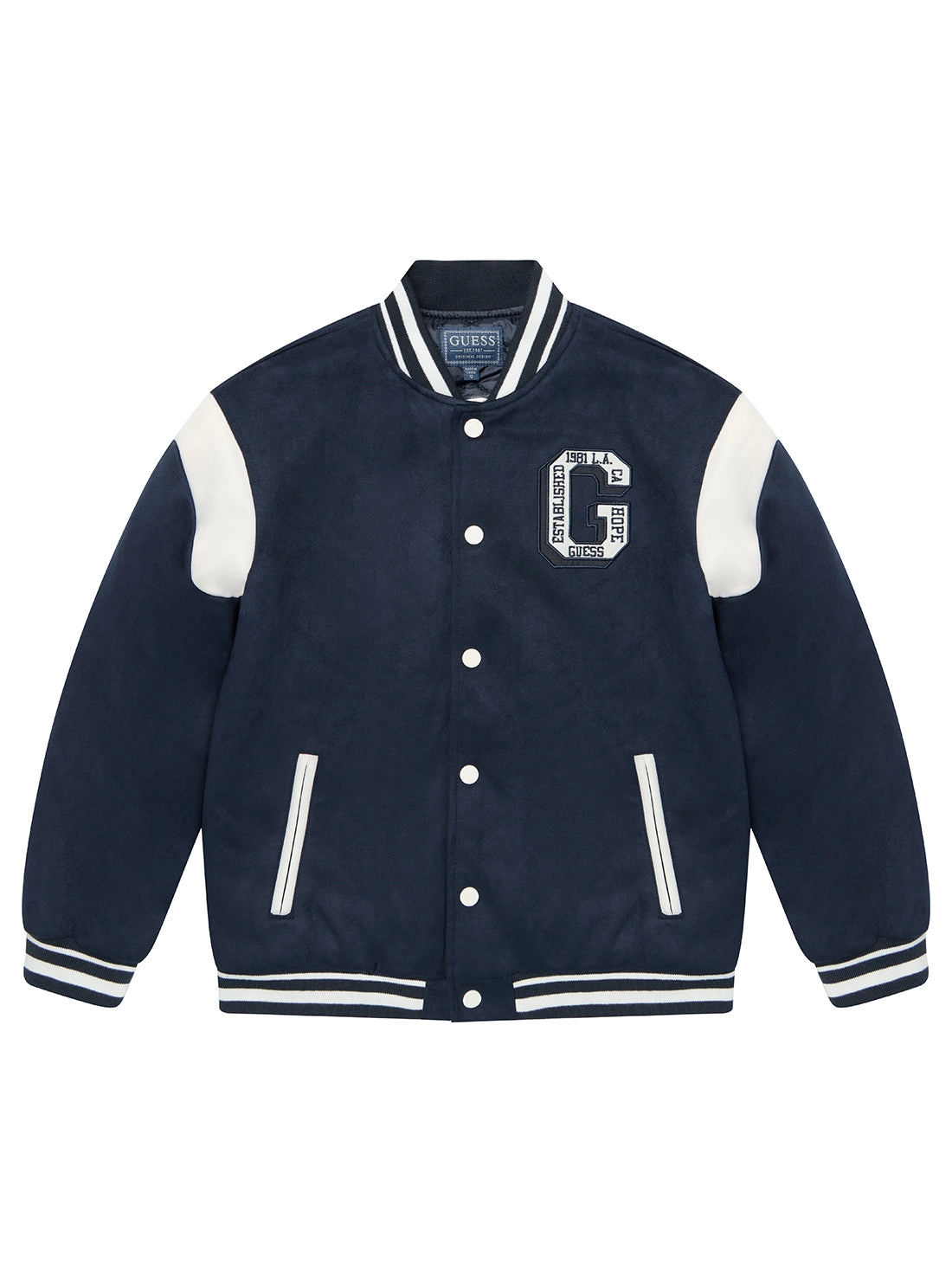 Blue Faux Suede Varsity Jacket (7-16)