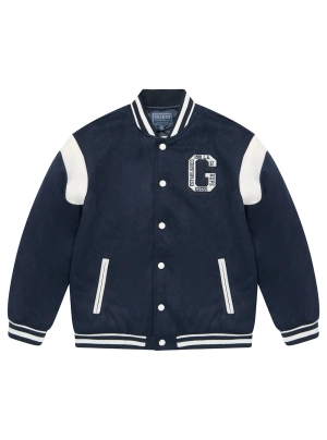 Blue Faux Suede Varsity Jacket (7-16)