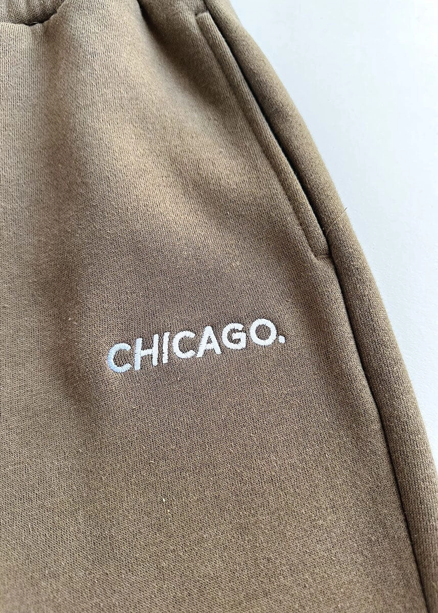 Chicago. Embroidered Jogger - Walnut & White