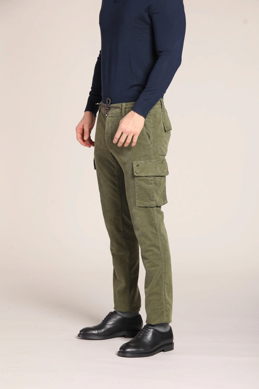 Chile Jogger men's cargo pants in velvet 1500 stripes extra slim fit 