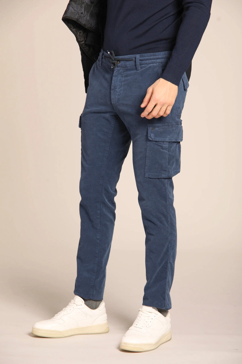 Chile Jogger men's cargo pants in velvet 1500 stripes extra slim fit 