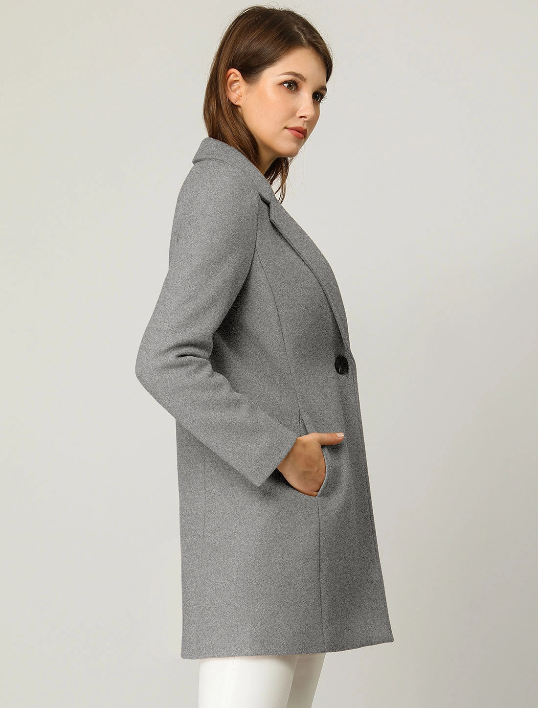 Classic Notched Lapel Long Sleeve Buttoned Coat