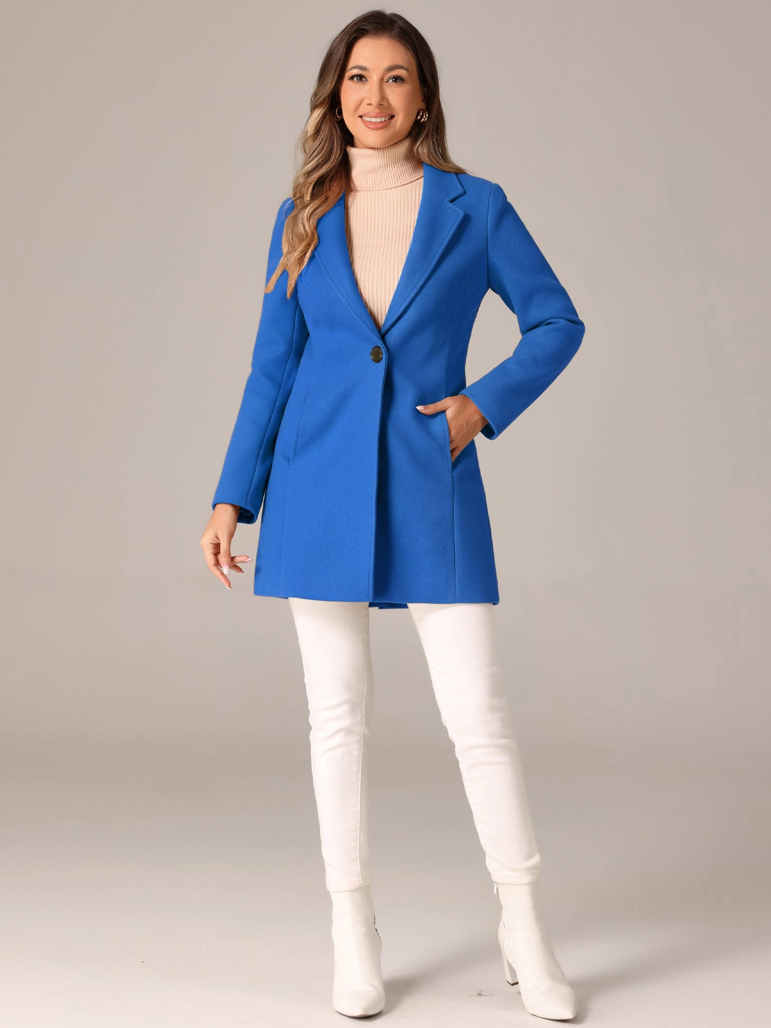 Classic Notched Lapel Long Sleeve Buttoned Coat