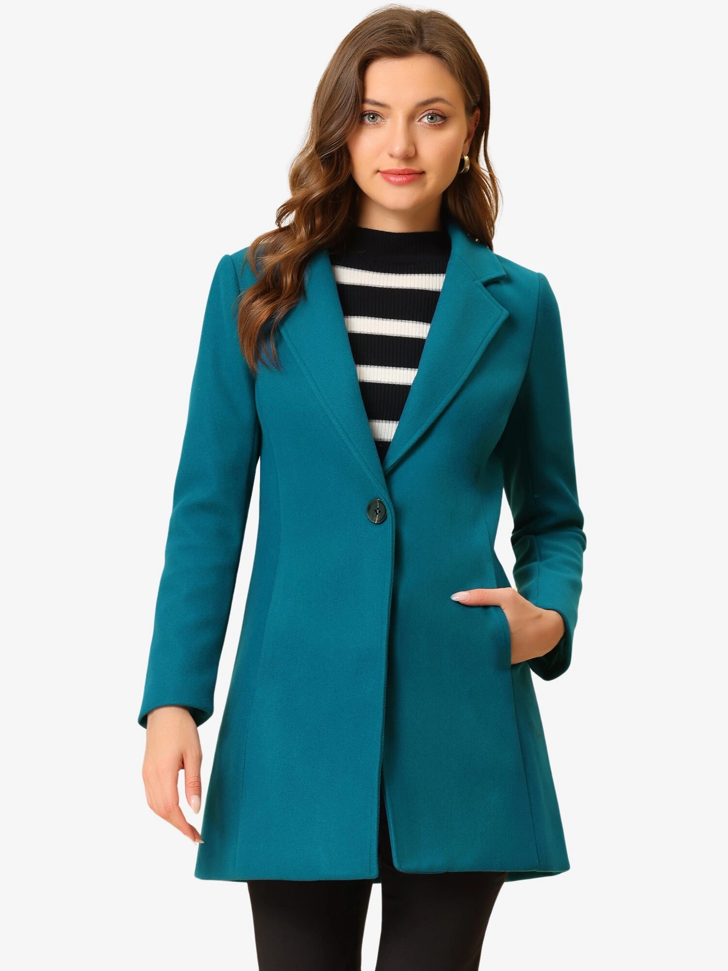 Classic Notched Lapel Long Sleeve Buttoned Coat