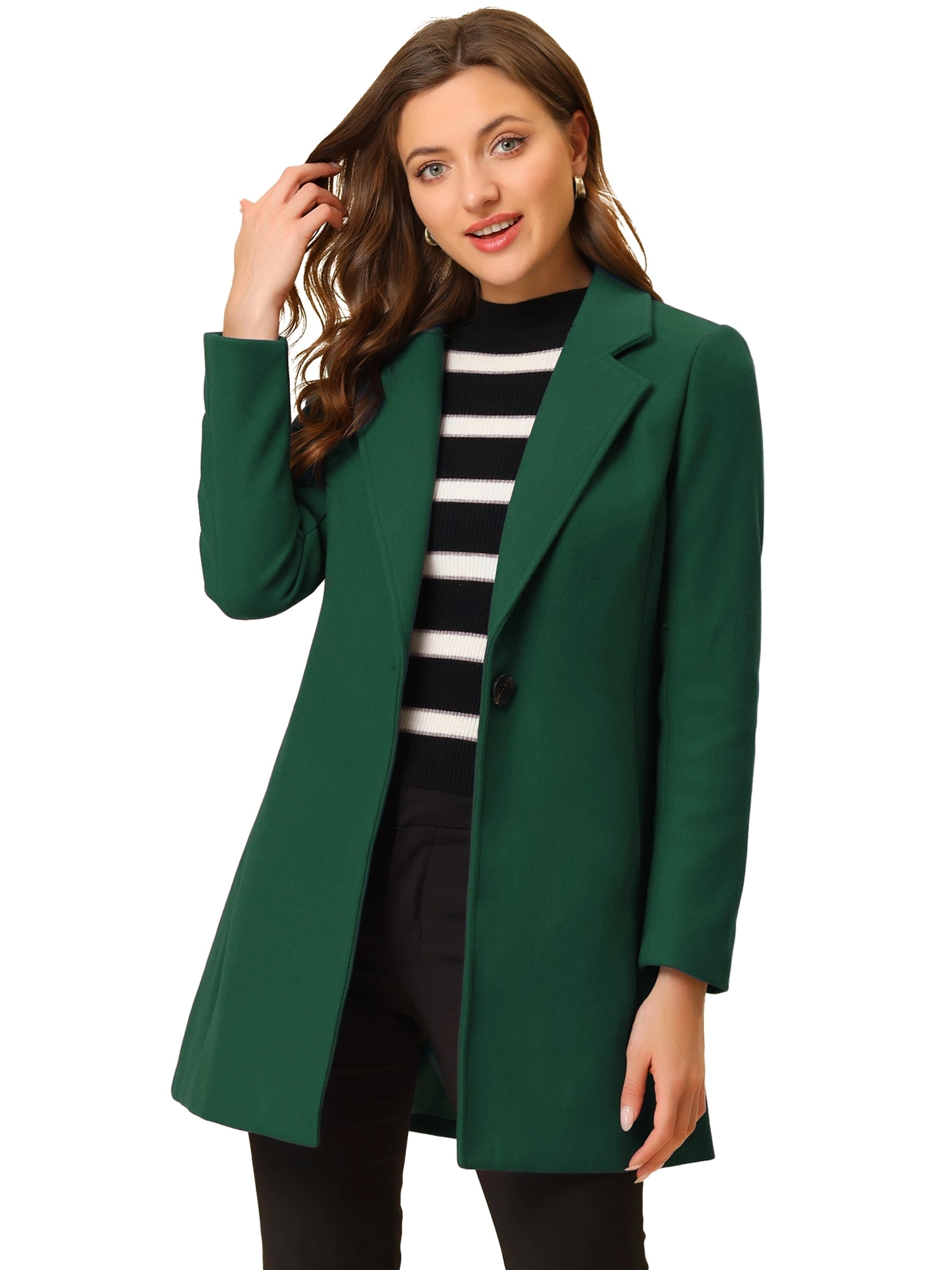 Classic Notched Lapel Long Sleeve Buttoned Coat