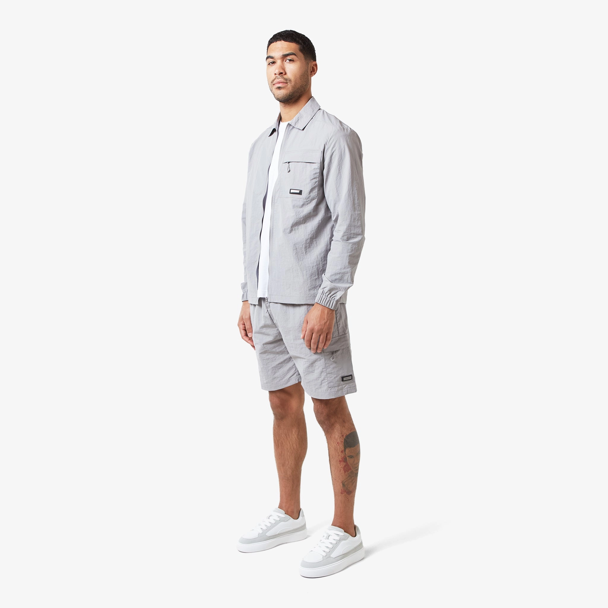 Crinkle Nylon Tech Overshirt | Frost Grey