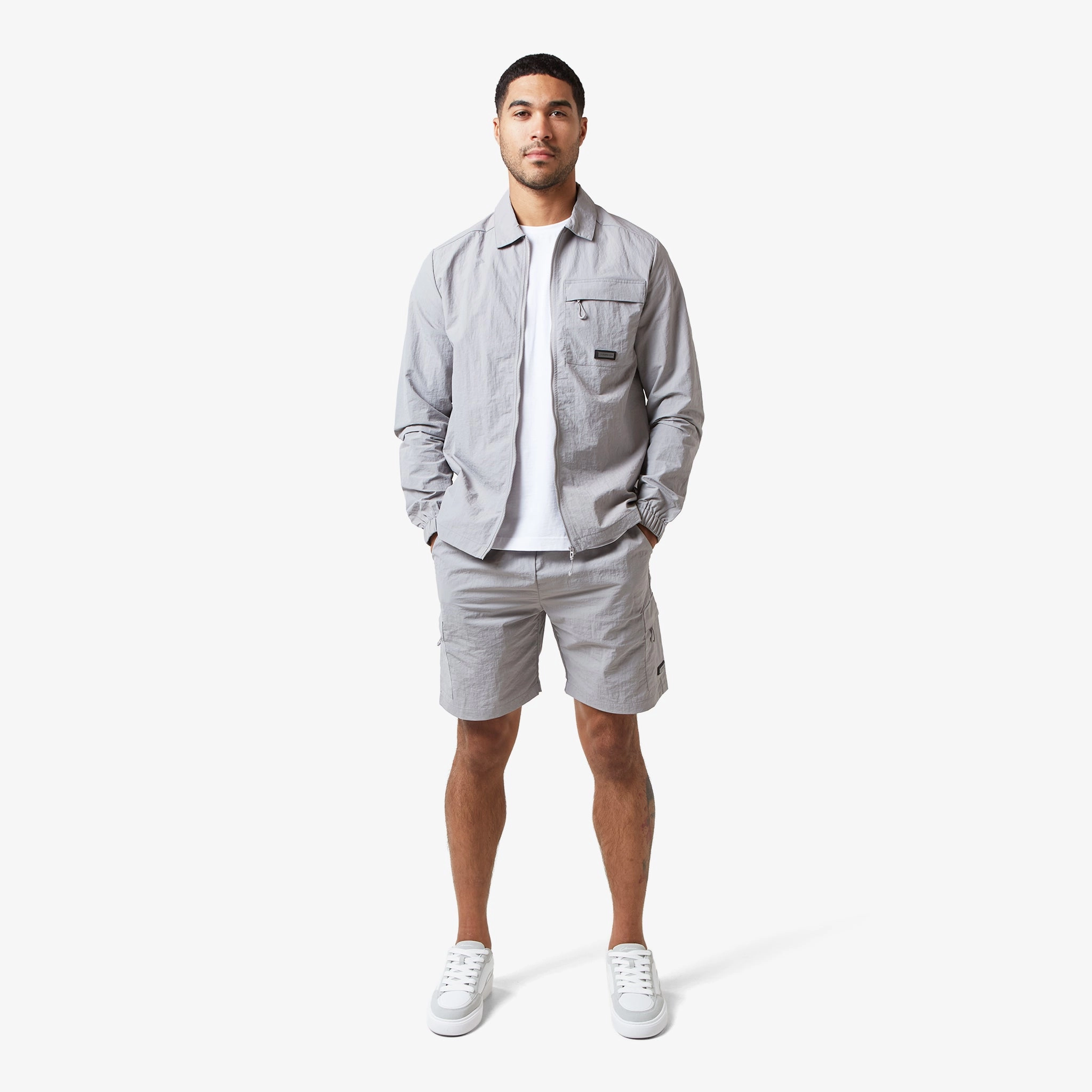 Crinkle Nylon Tech Overshirt | Frost Grey