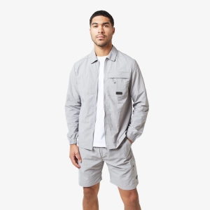 Crinkle Nylon Tech Overshirt | Frost Grey