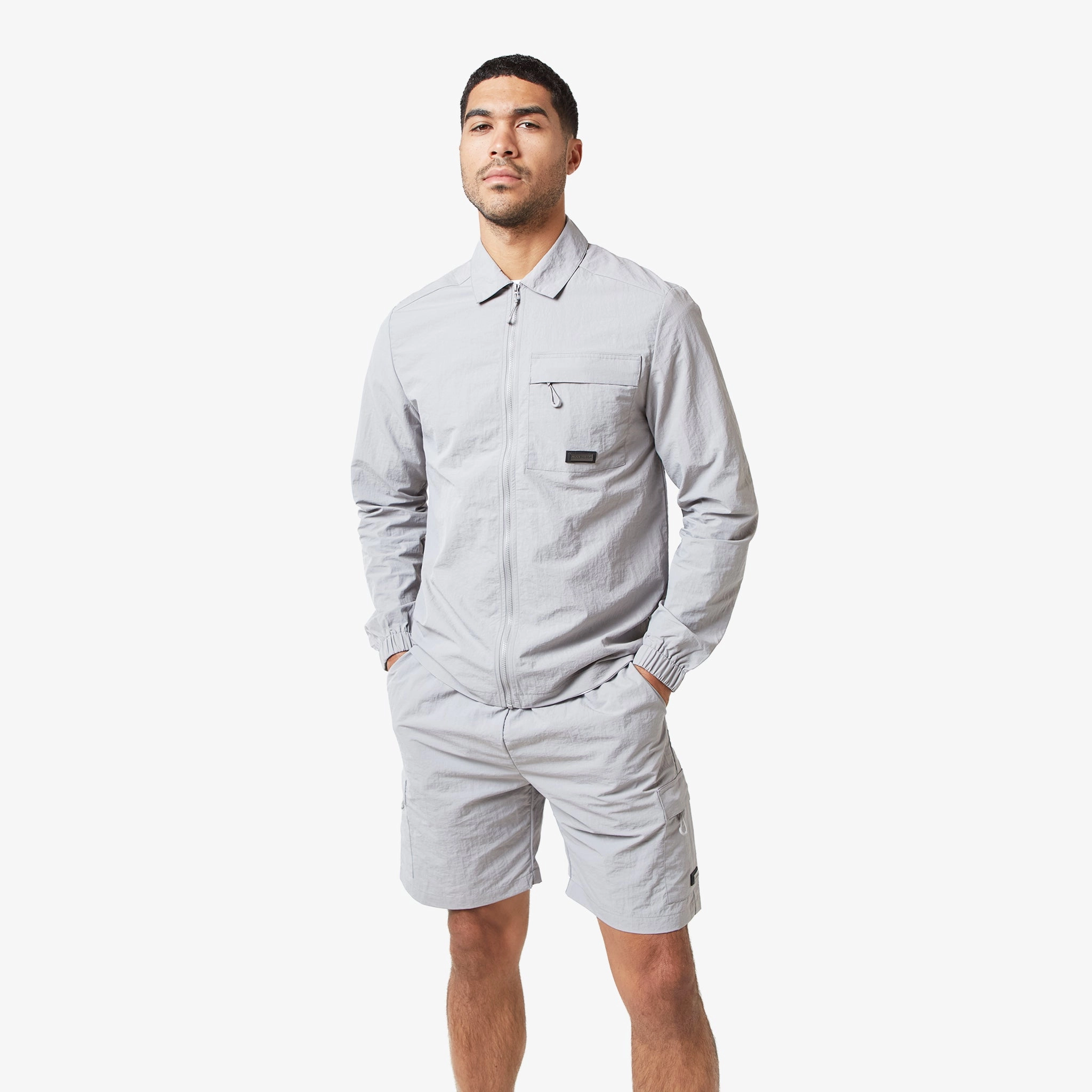 Crinkle Nylon Tech Overshirt | Frost Grey