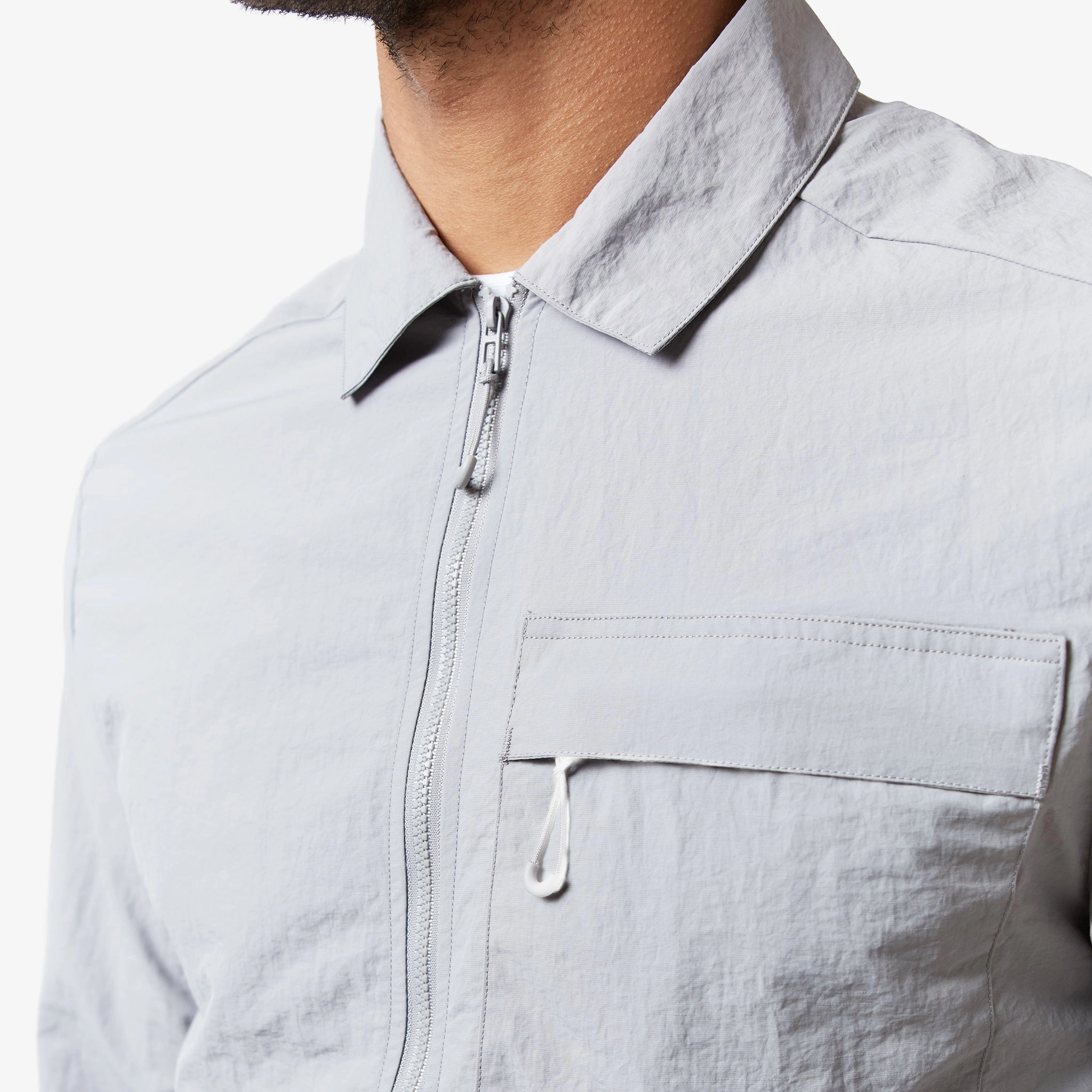 Crinkle Nylon Tech Overshirt | Frost Grey