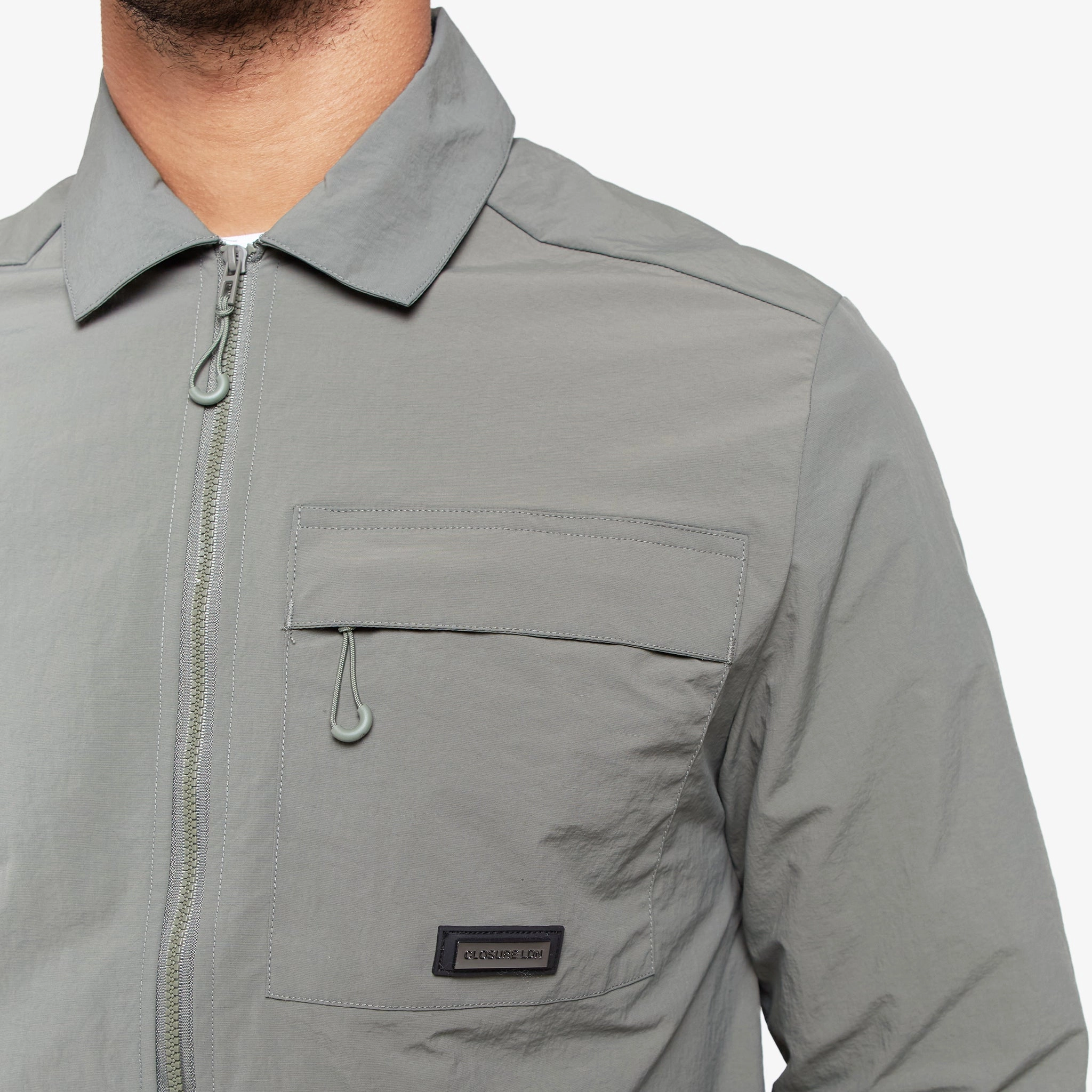Crinkle Nylon Tech Overshirt | Olive