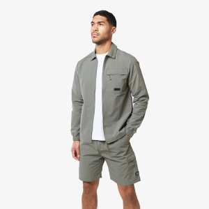 Crinkle Nylon Tech Overshirt | Olive