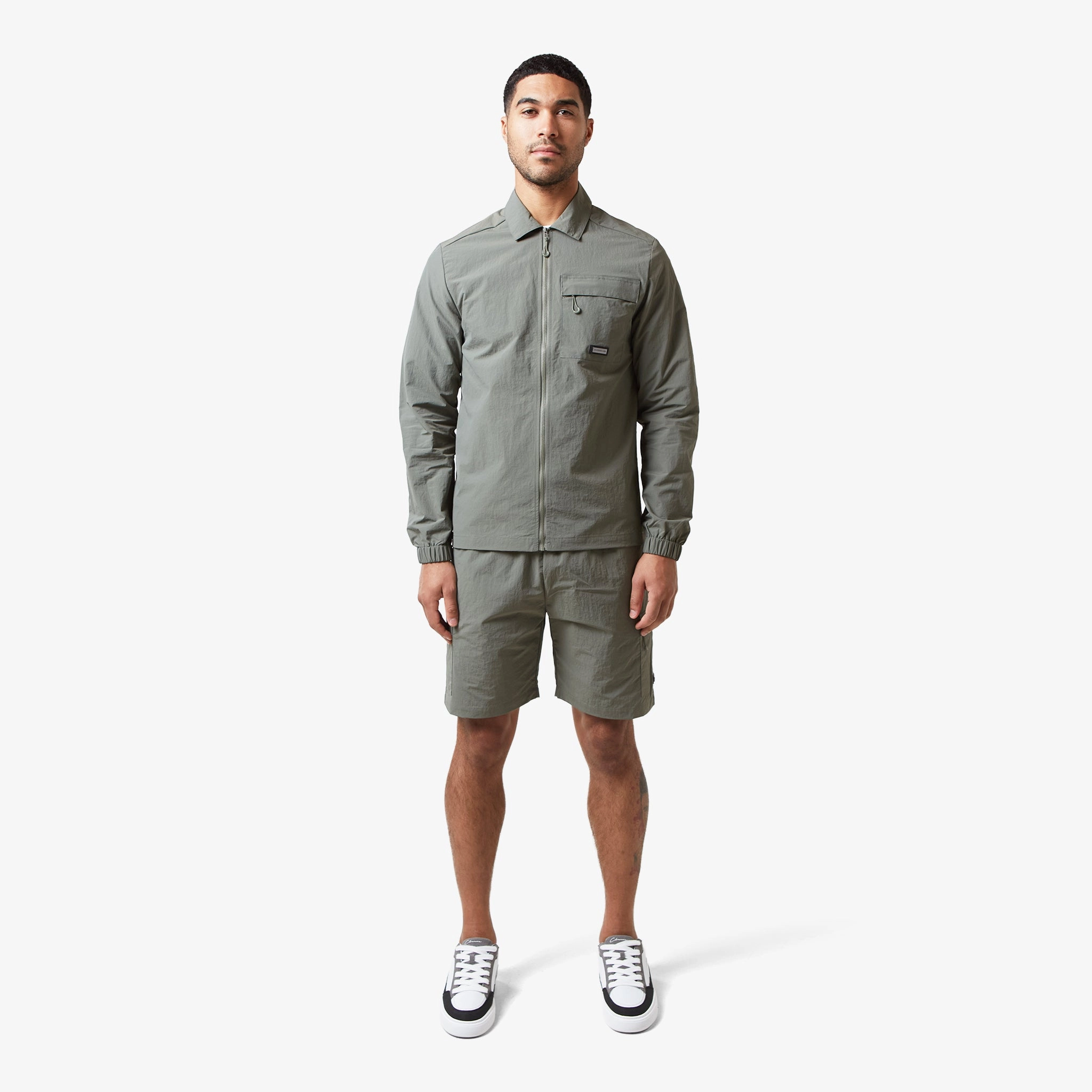 Crinkle Nylon Tech Overshirt | Olive