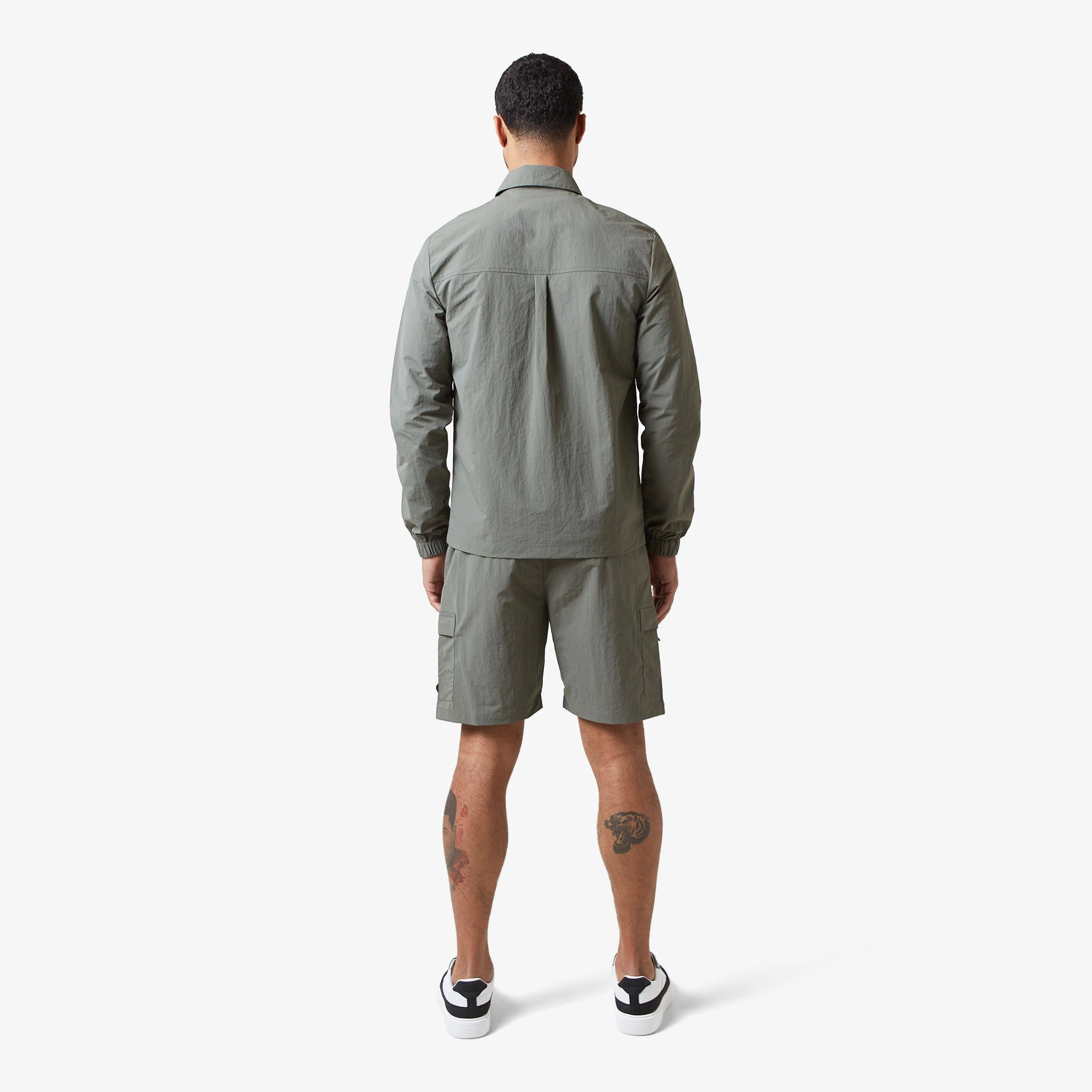 Crinkle Nylon Tech Overshirt | Olive
