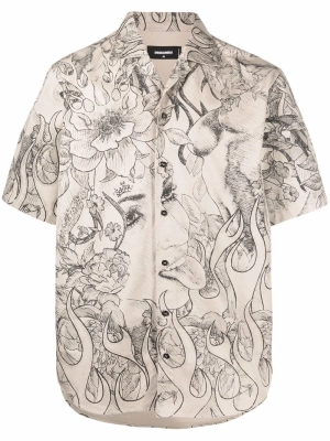 Dsquared2 Allover Graphic Print Short Sleeved Shirt