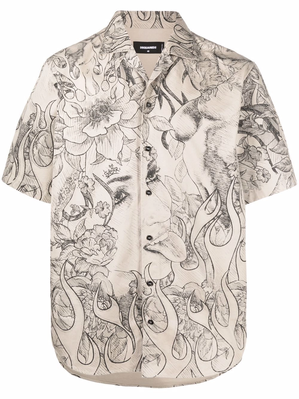 Dsquared2 Allover Graphic Print Short Sleeved Shirt