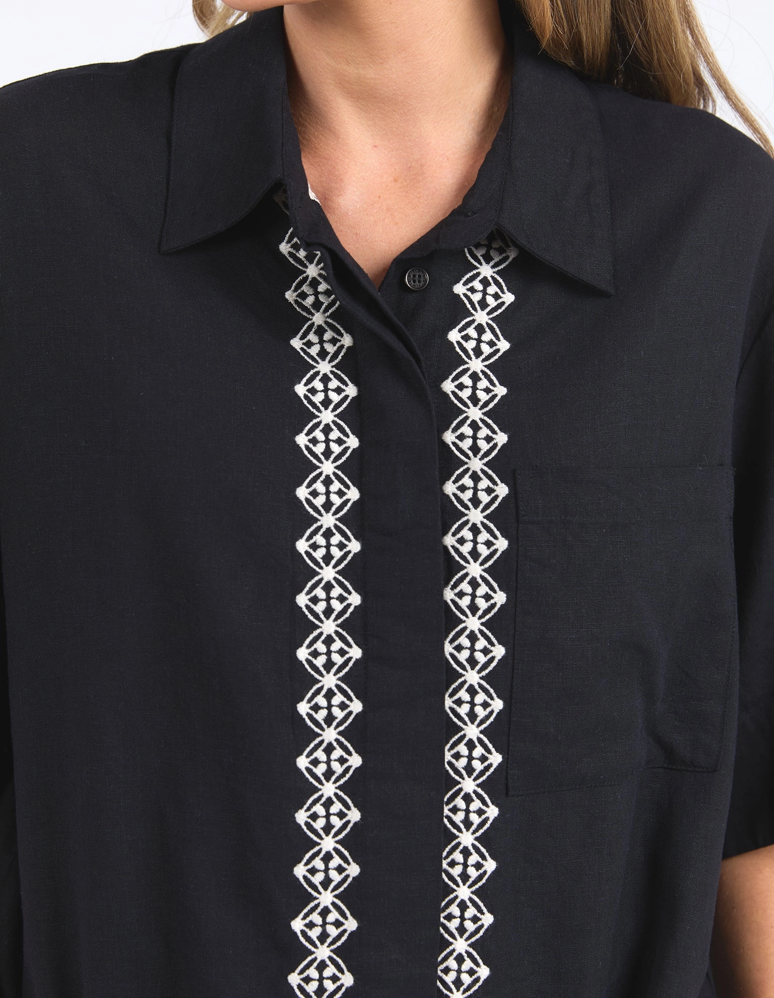 Elm Nina Embroidered Shirt Black