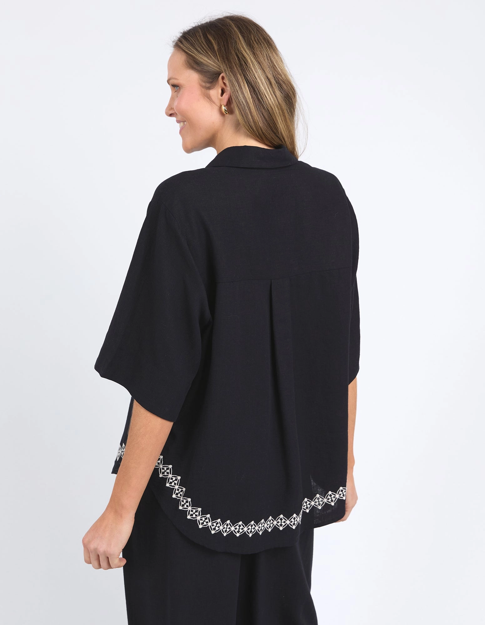 Elm Nina Embroidered Shirt Black