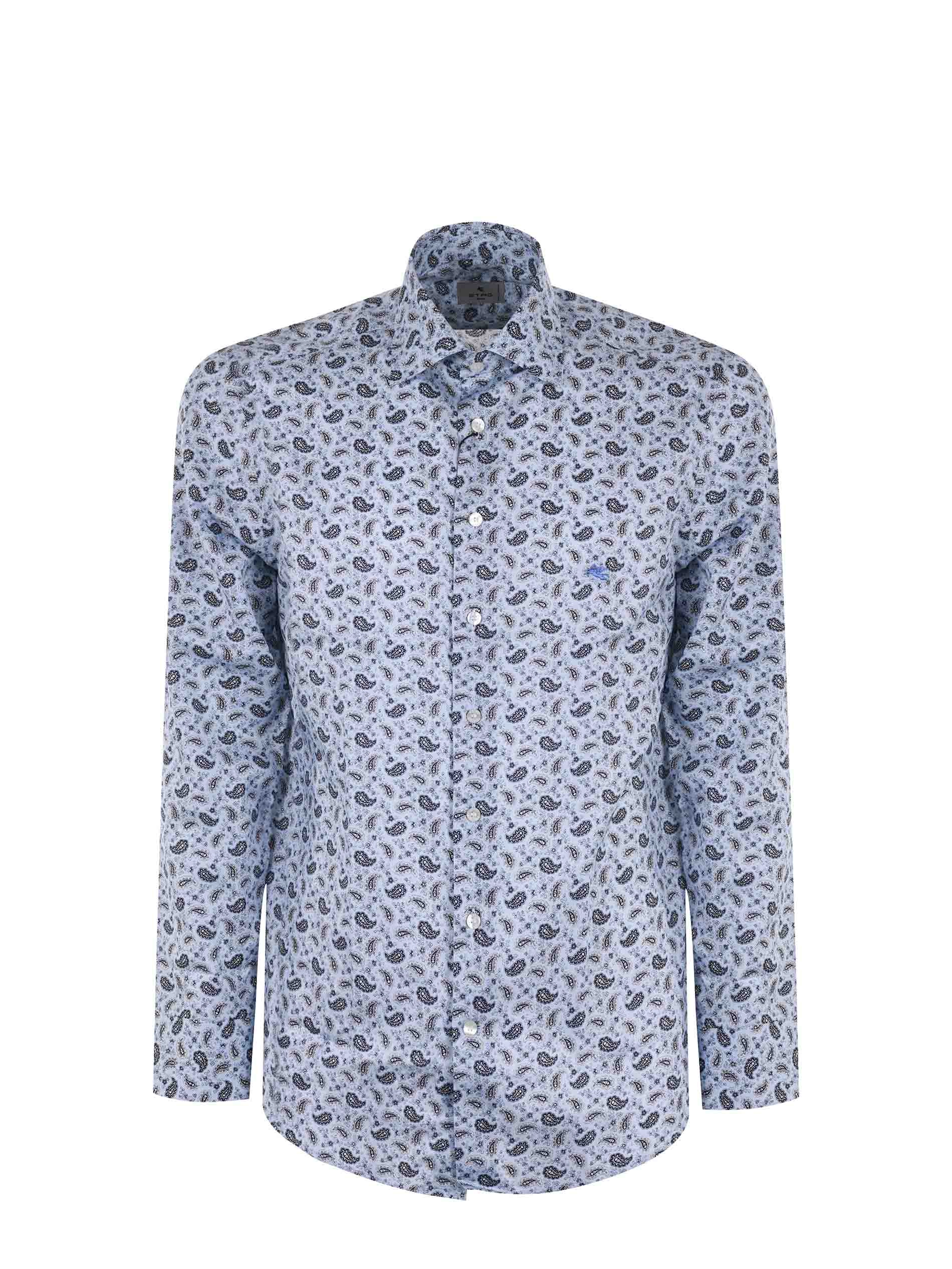 Etro Allover Graphic Print Logo Embroidered Shirt
