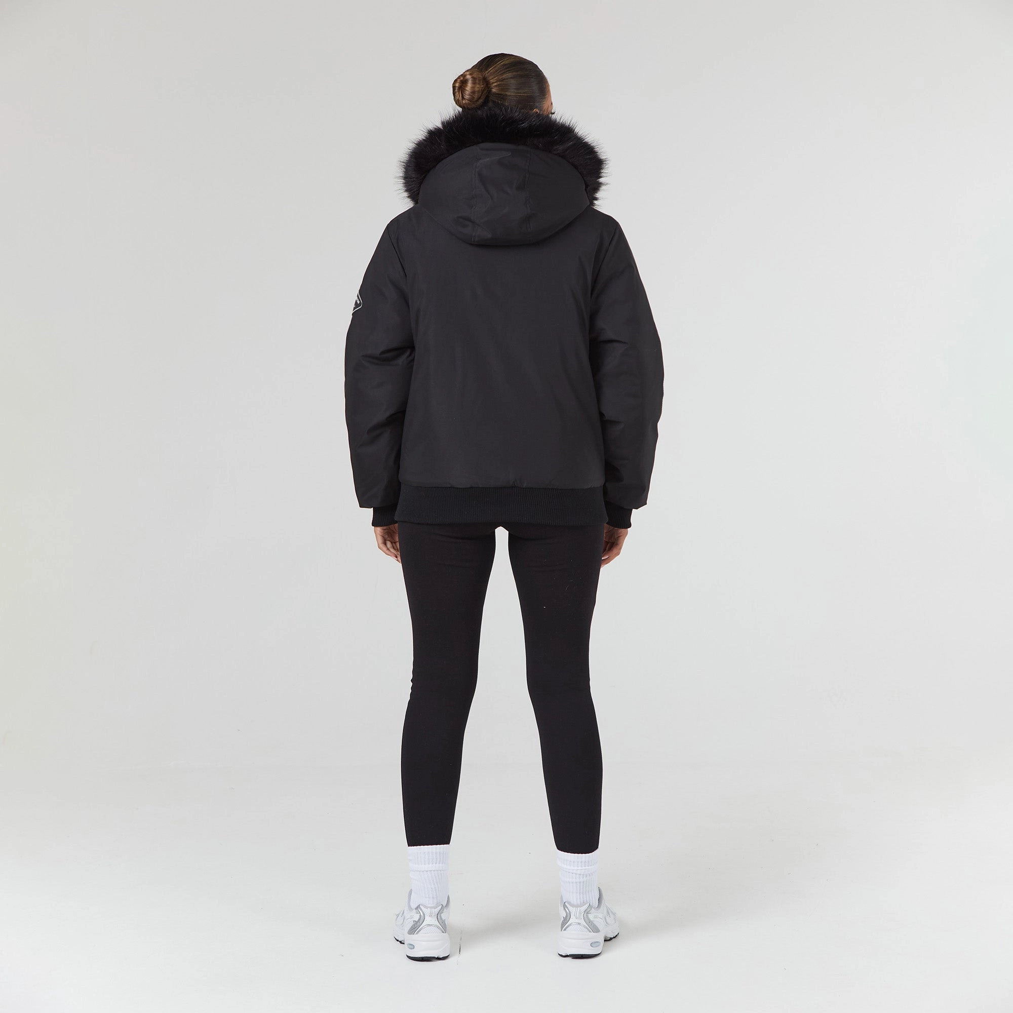 Faux Fur Cropped Parka | Black