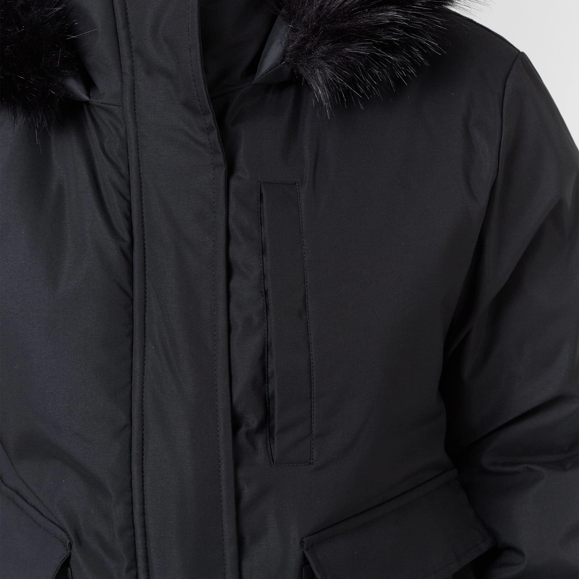 Faux Fur Cropped Parka | Black