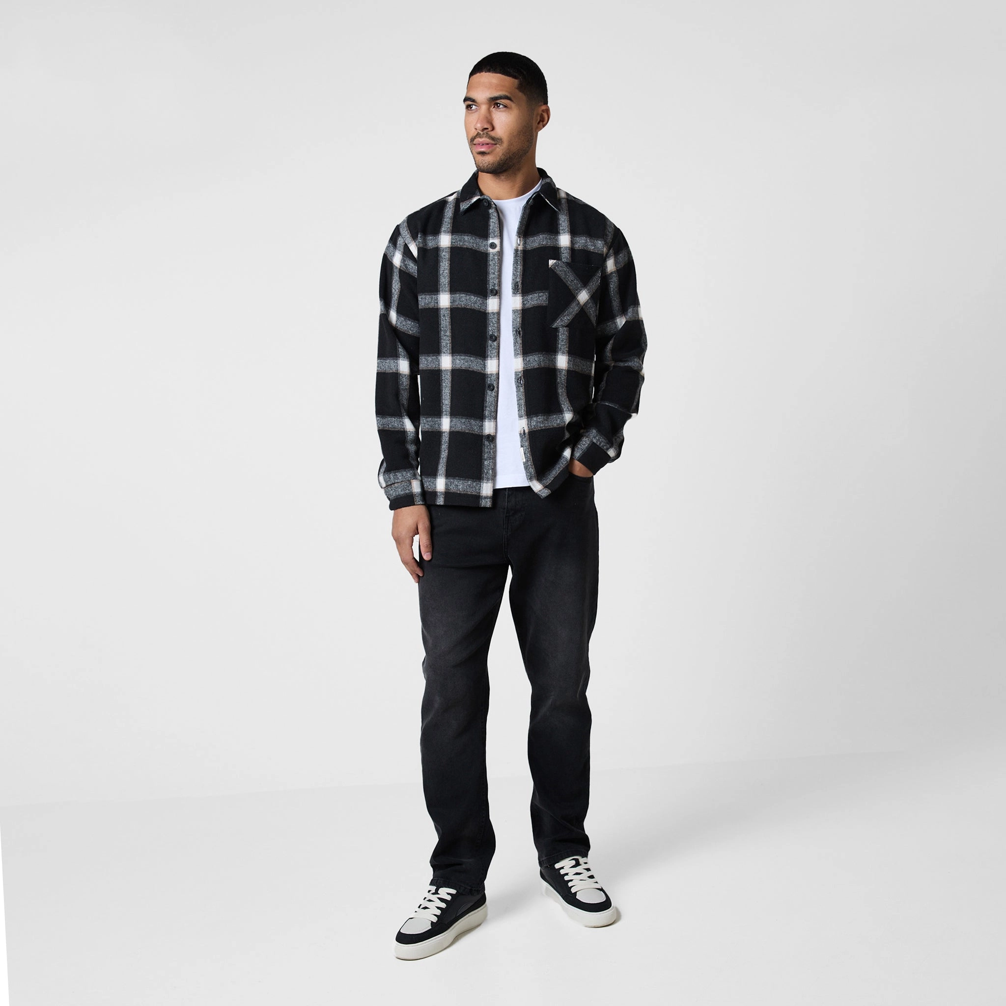 Flannel Check Shirt | Black