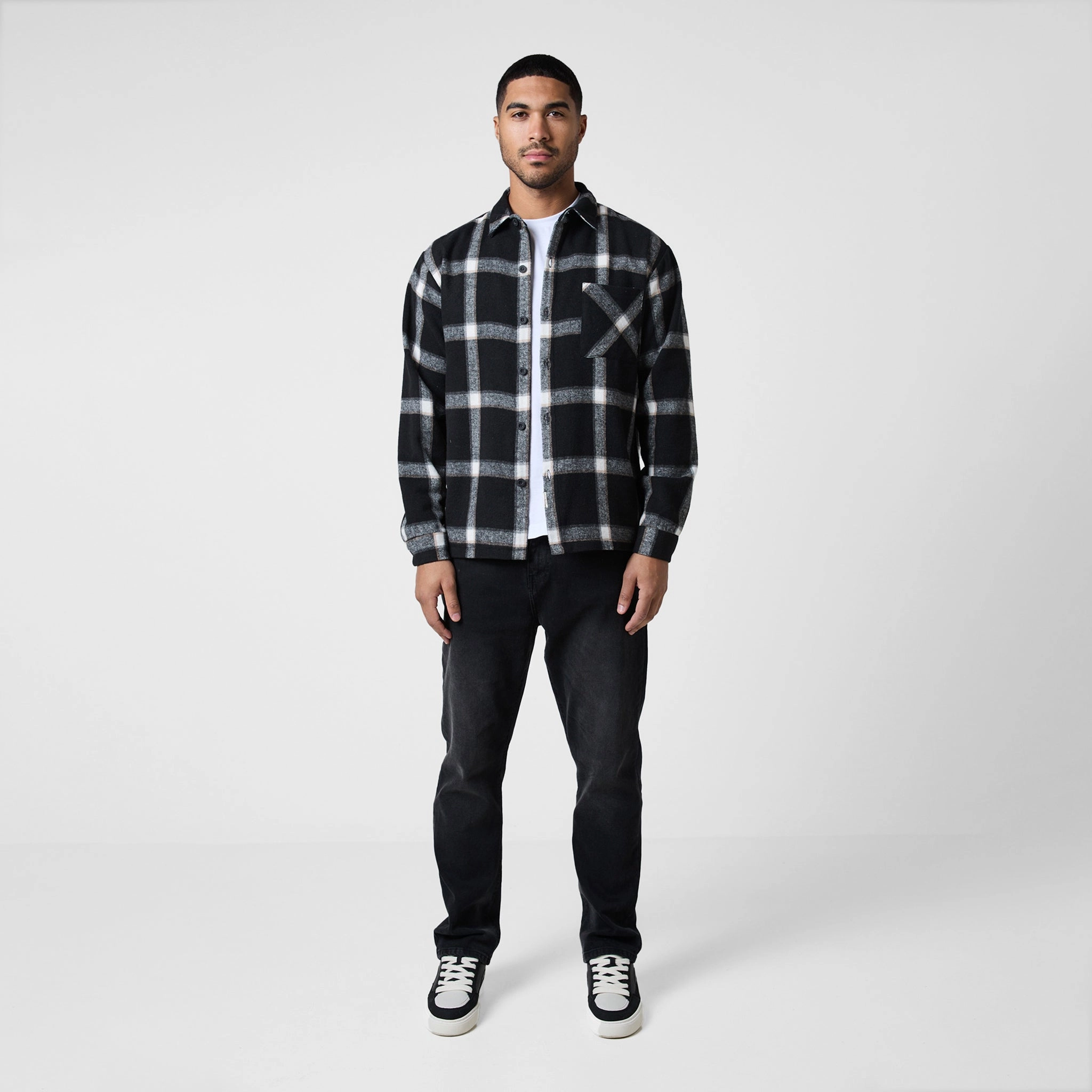 Flannel Check Shirt | Black