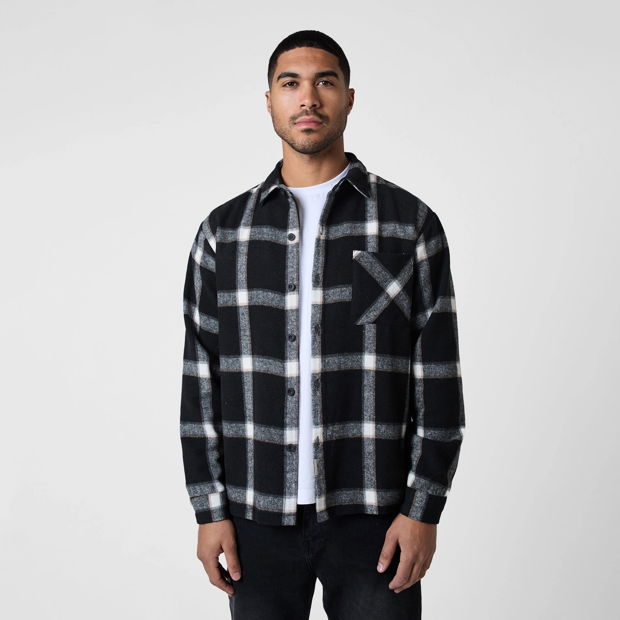 Flannel Check Shirt | Black