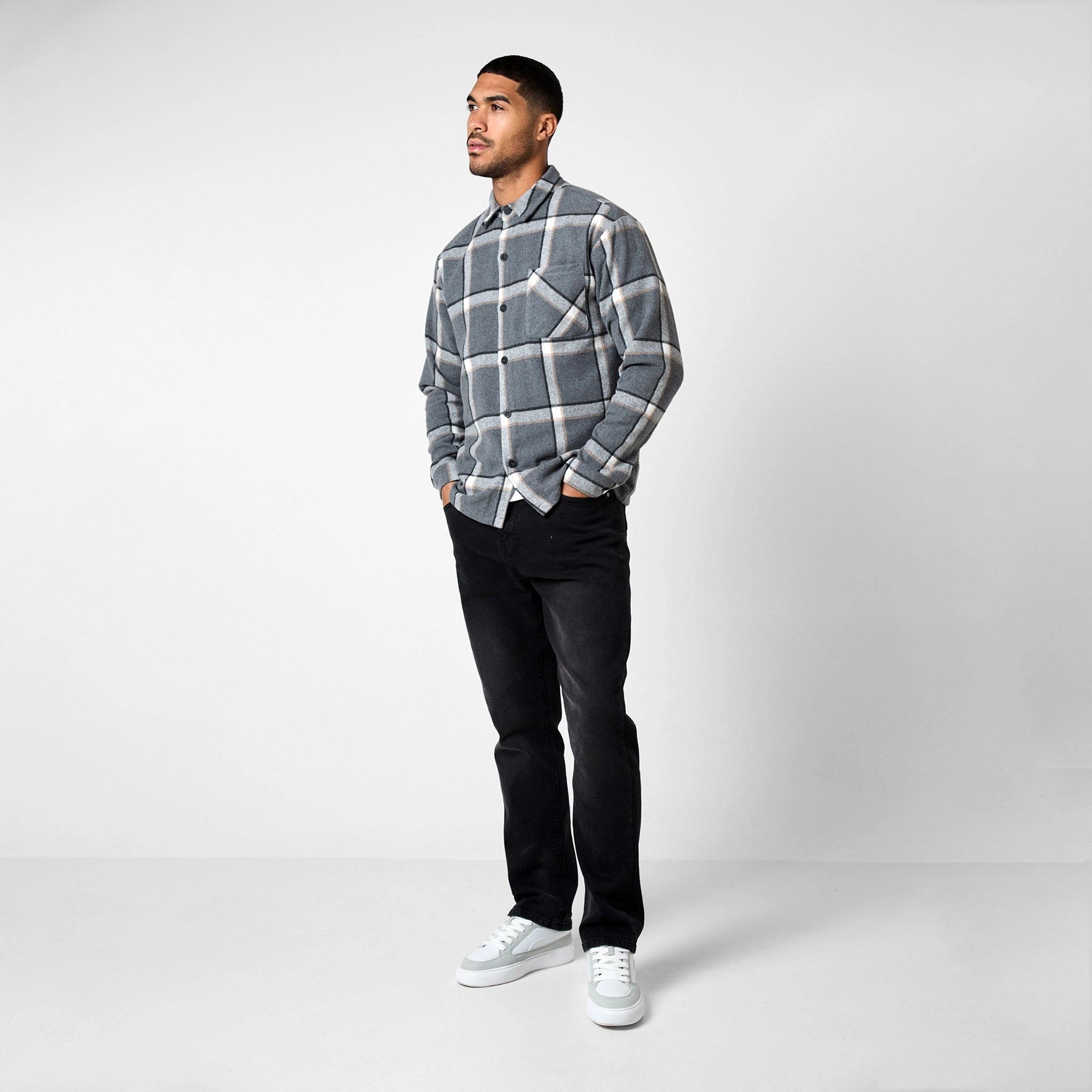 Flannel Check Shirt | Grey
