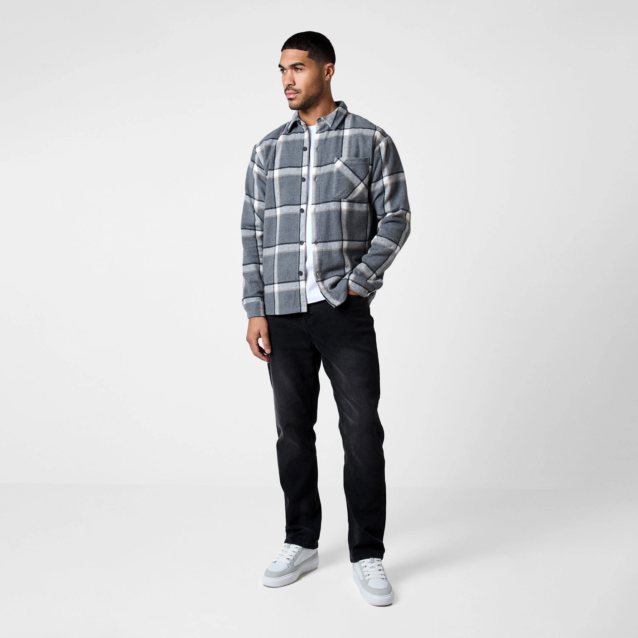Flannel Check Shirt | Grey