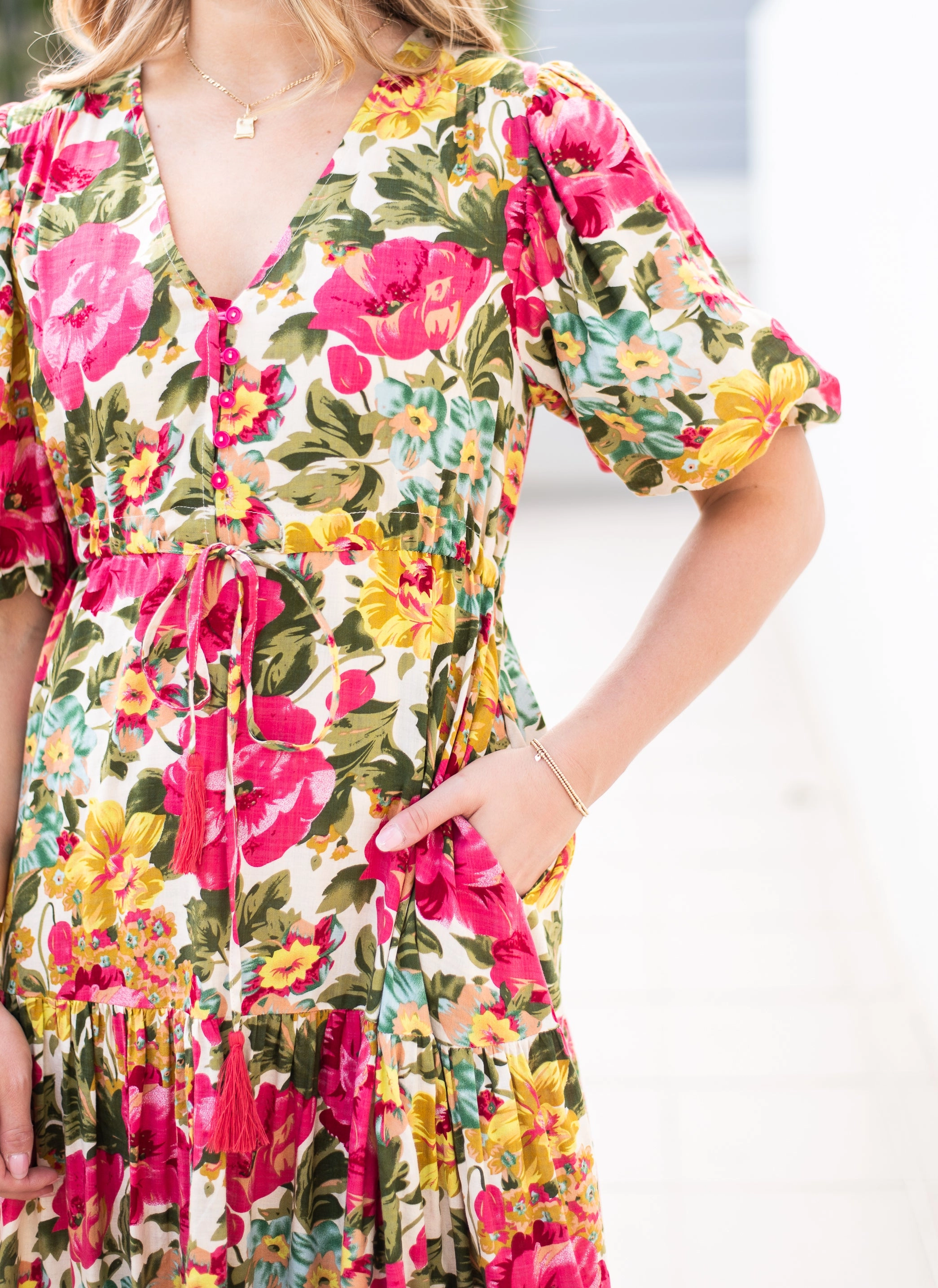 Fria Carmella Sleeve Maxi Dress Pink