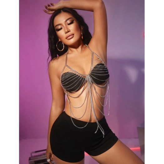 Full Chain Halter Harness Bra (One Size)