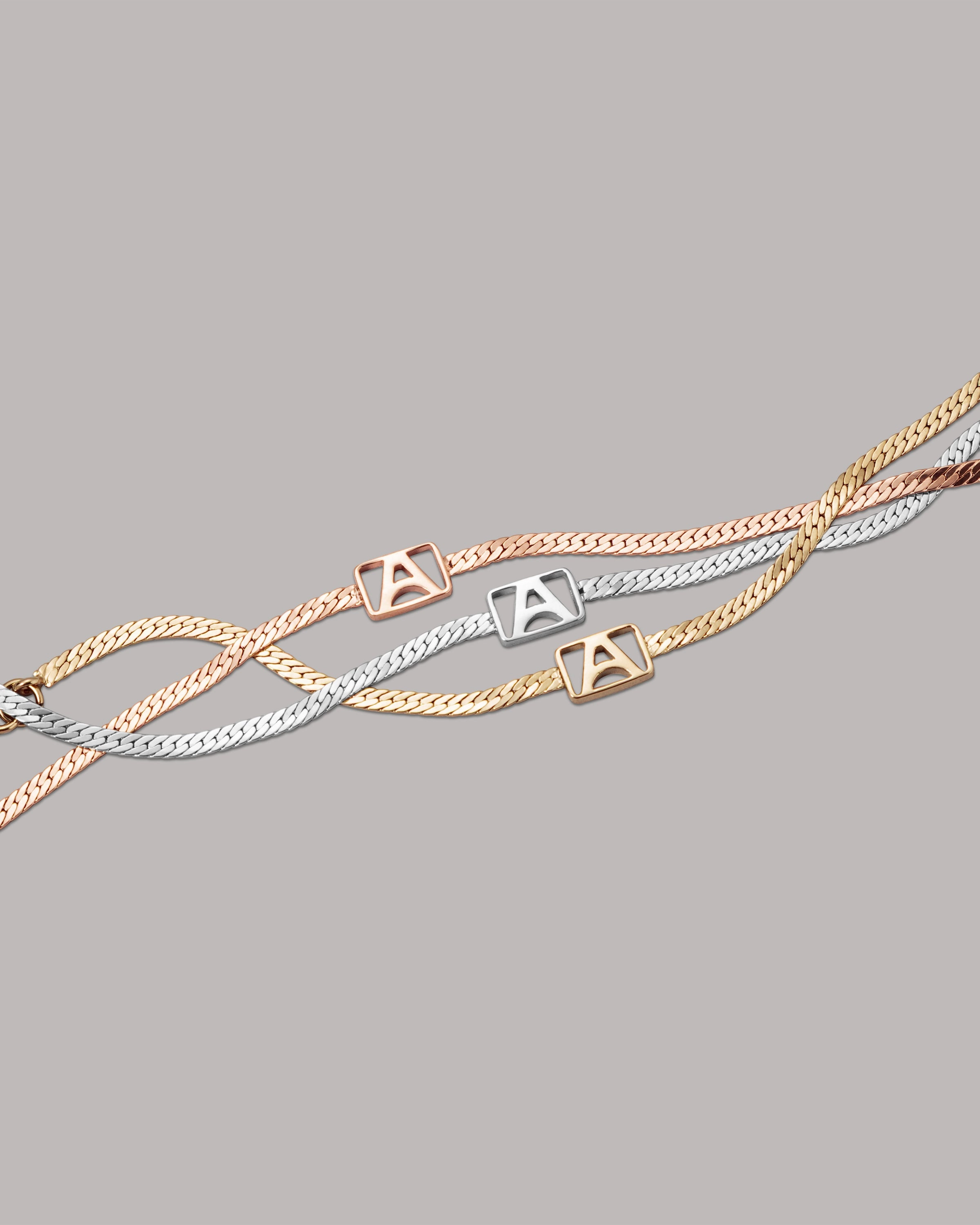 Herringbone & Logo Bracelet™ | Gold