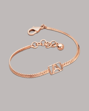 Herringbone & Logo Bracelet™ | Gold