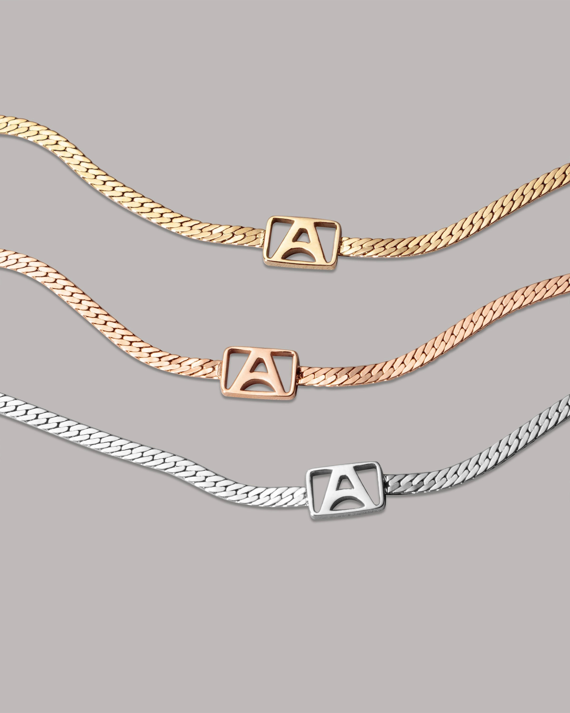 Herringbone & Logo Bracelet™ | Gold
