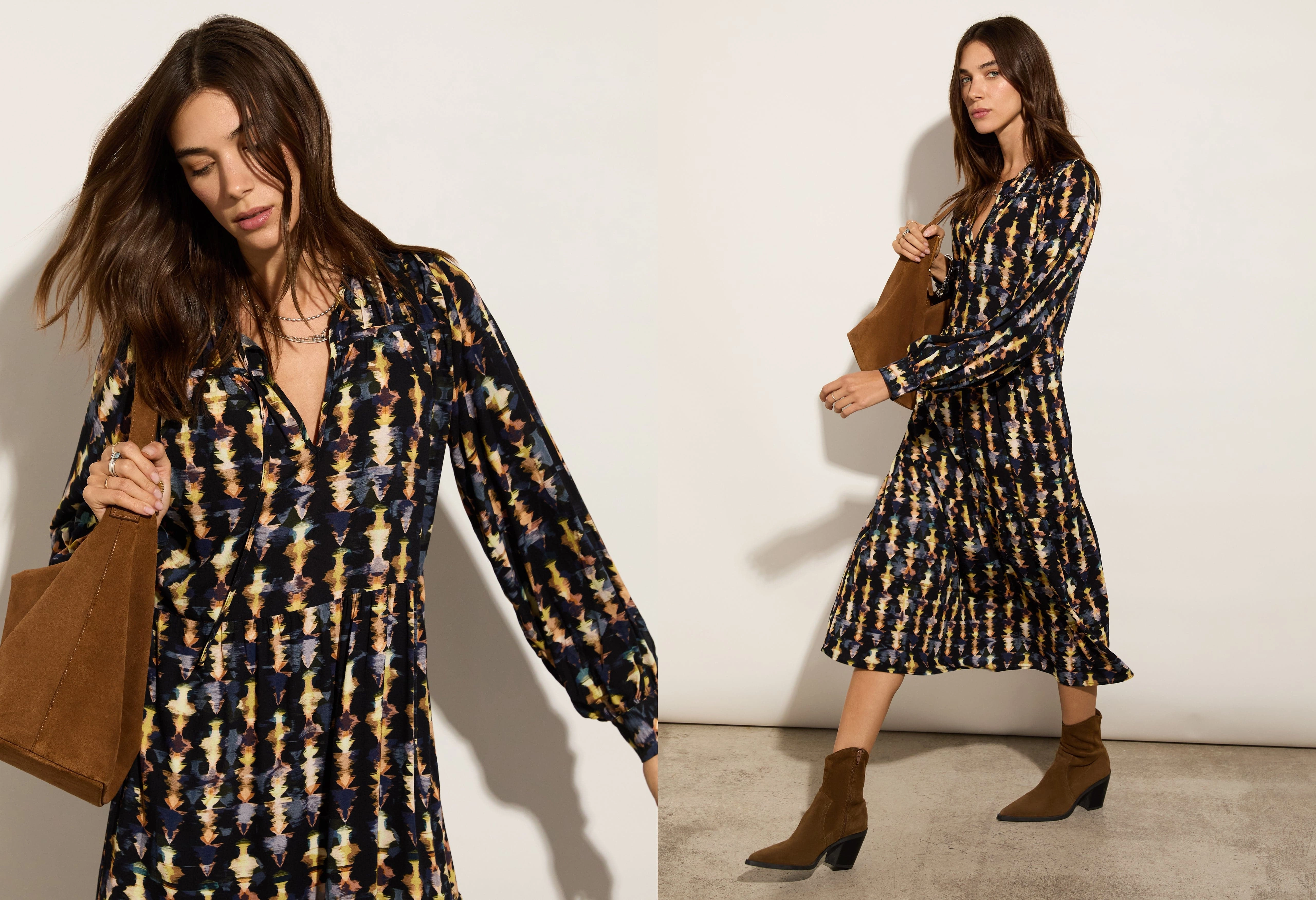 Kalina  Lenzing™ EcoVero™  Printed Midi Dress | Navy Texture