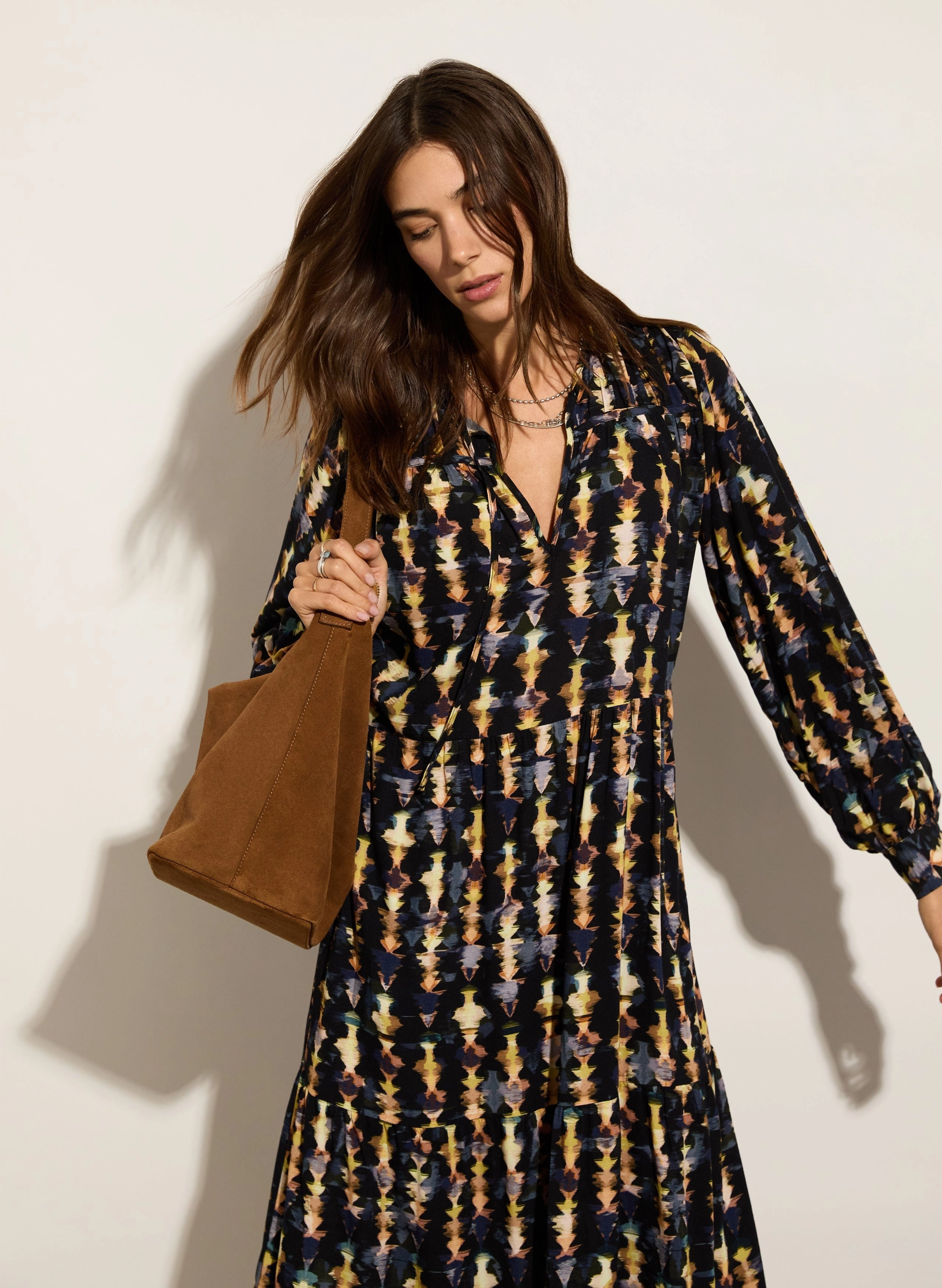 Kalina  Lenzing™ EcoVero™  Printed Midi Dress | Navy Texture