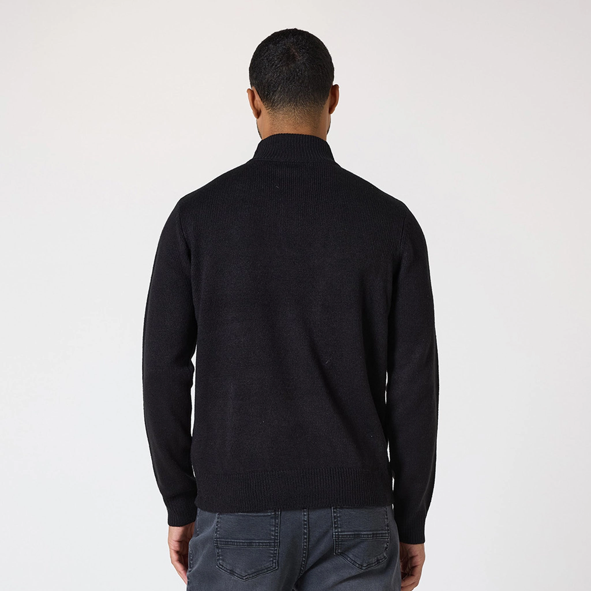 Knit 1/4 Zip Funnel Neck | Black