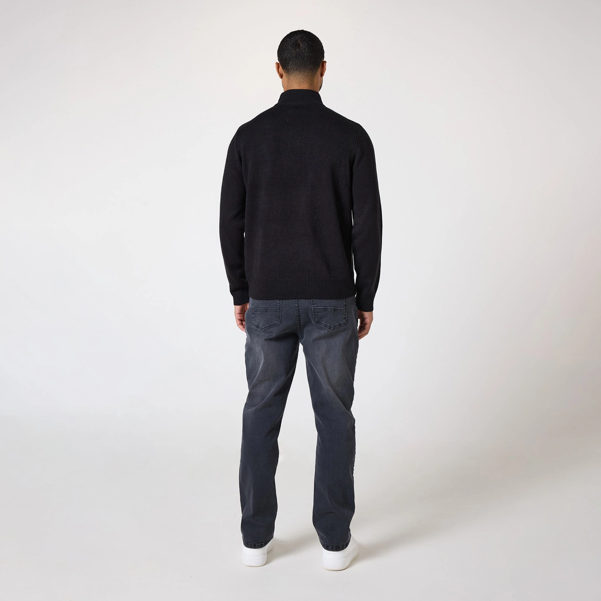 Knit 1/4 Zip Funnel Neck | Black