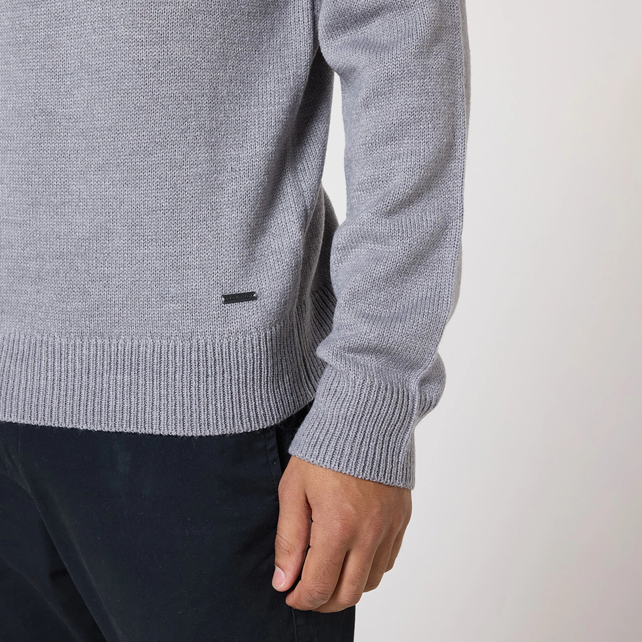 Knit 1/4 Zip Funnel Neck | Grey