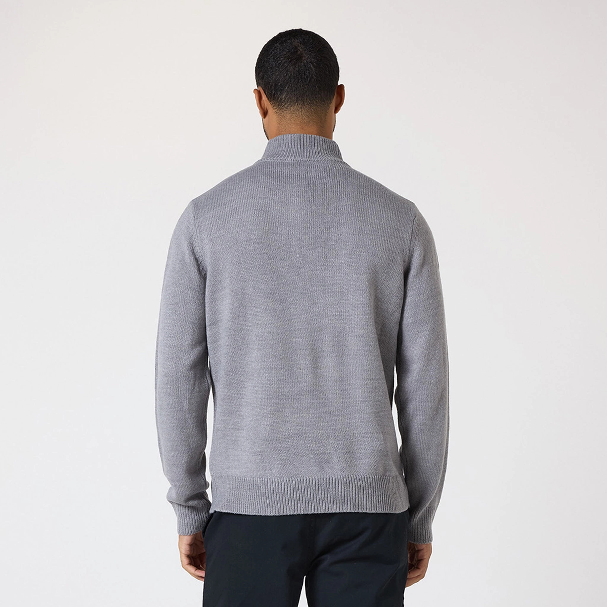 Knit 1/4 Zip Funnel Neck | Grey
