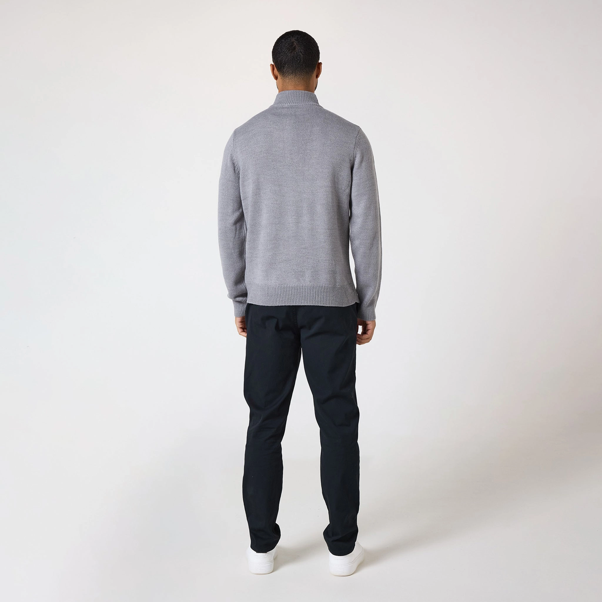Knit 1/4 Zip Funnel Neck | Grey